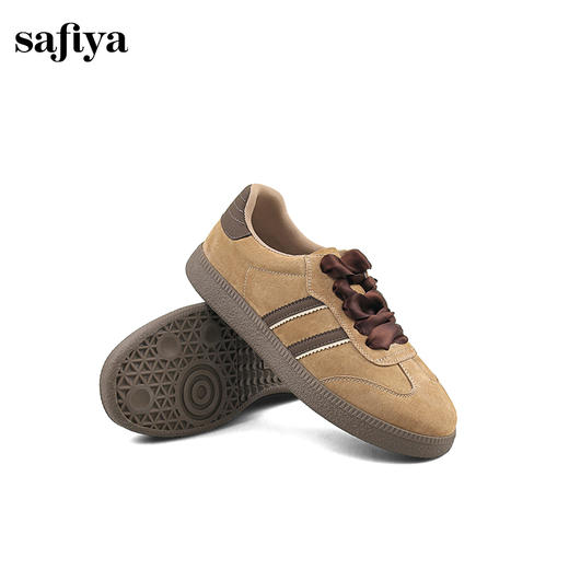 Safiya/索菲娅2024秋复古美拉德反绒拼色百搭休闲系带德训鞋 SF43112112 商品图5