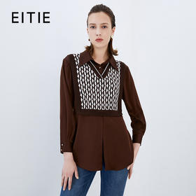 EITIE爱特爱秋季新款时尚气质假两件衬衫上衣7509208