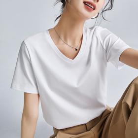 高品质丝光棉t恤女短袖2024新款宽松内搭外穿圆领液氨t恤打底衫