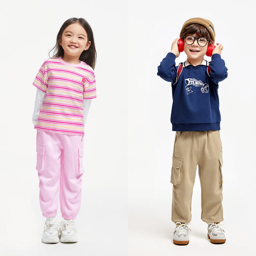 【5A级抗菌】男女童工装风活力卫裤新款安奈儿童装实体店同款XM436656 商品图3