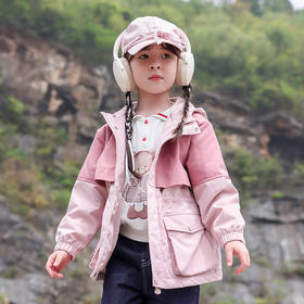 棉果果秋季新品女童加绒加厚摇粒绒防风保暖休闲冲锋衣外套加绒保暖风衣M322100324427
