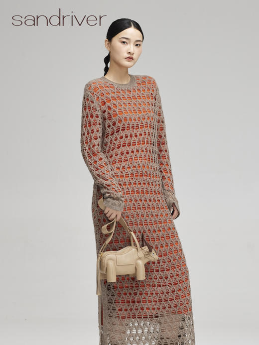 青海荔枝纹头层牛皮牛角手拎斜挎包SJF96P673N 商品图5