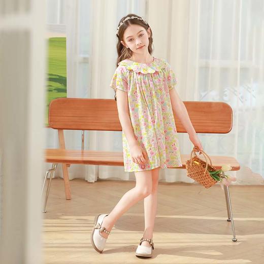 mettekids女童连衣裙2024夏新款纯棉裙子儿童甜美翻领碎花公主裙 商品图5