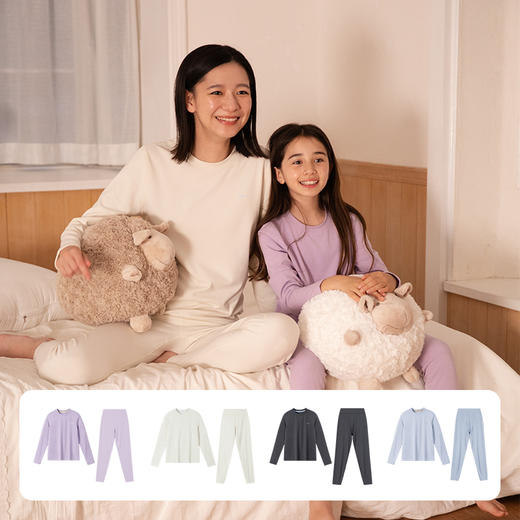 ubras旗下likeuu男女童圆领立领款保暖内衣套装美利奴棉羊秋冬ZY 商品图3