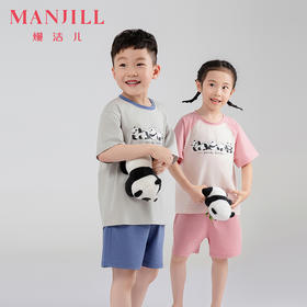 【商场同款】【120-150码】熳洁儿 夏季短袖家居服套装儿童棉拉架短袖短裤24203617