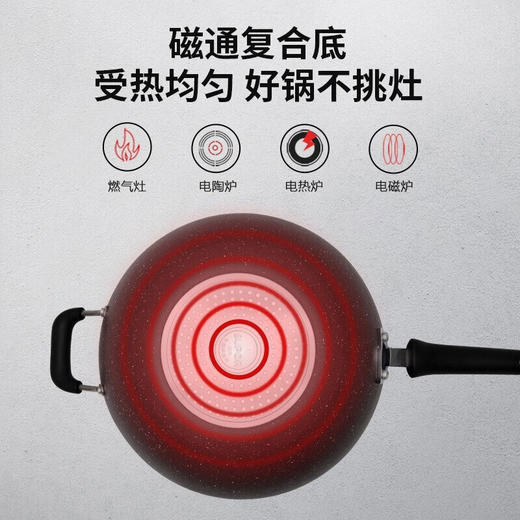 苏泊尔（SUPOR） 不粘锅炒锅双面麦饭石色少油烟平底炒菜锅燃煤气灶电磁炉通用 NC34PA1 适用2~6人- 34cm 商品图3