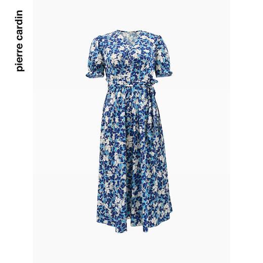 皮尔卡丹女装连衣裙V领蓝花色夏季宽松舒适碎花裙P4257D4157L3
 商品图2