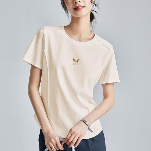 双面丝光棉凉感t恤液氨白色短袖正肩t恤女 24春夏圆领打底衫体恤 商品图3