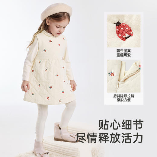 【商场同款】英氏女童裙子冬季加厚背心裙小女孩可爱连衣裙A字裙 商品图3
