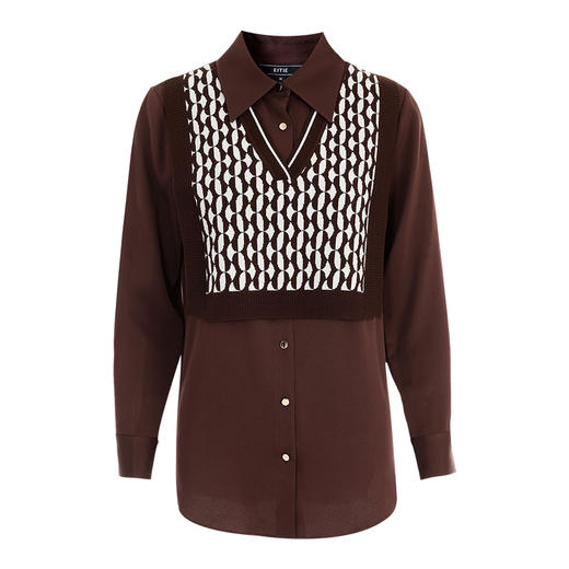EITIE爱特爱秋季新款时尚气质假两件衬衫上衣7509208 商品图5