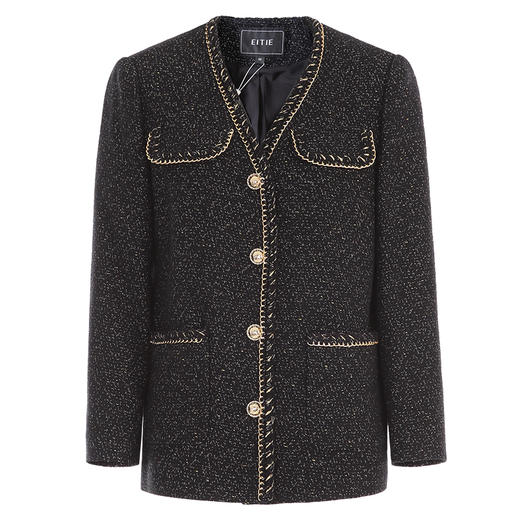 EITIE爱特爱气质优雅精致金葱小香风直筒显瘦V领外套秋季新款C2403404 商品图6