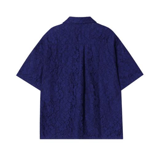 CS130夏季新款时尚花边拼接男士衬衫百搭潮流休闲上衣宽松复古短袖 商品图2