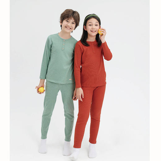棉果果秋季新品内衣男童有机棉纱5A抗菌140-160码中大童套头套装M311302224523 商品图0