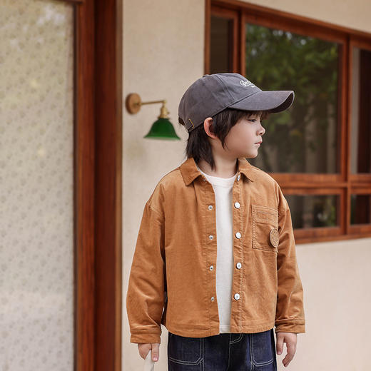 棉果果秋季新品男童加绒加厚洋气百搭条绒衬衫外套M312150224479 商品图0