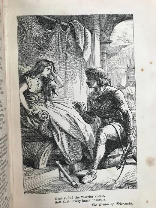 约19世纪后期 司各特诗集 约10幅版画插图 漆布精装32开 商品图5