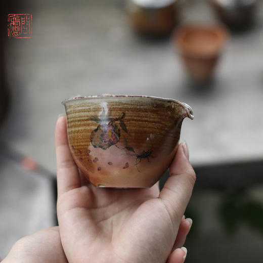 问庐柴烧手绘虫草 茶杯（缺货） 商品图0