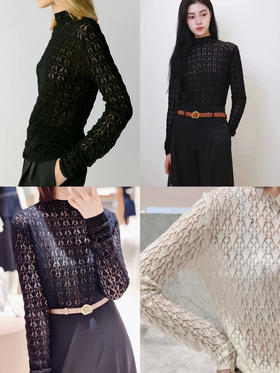 114-5 排他性独家圆正 小禾早秋 羊毛包芯纱 半高领套头长袖针织