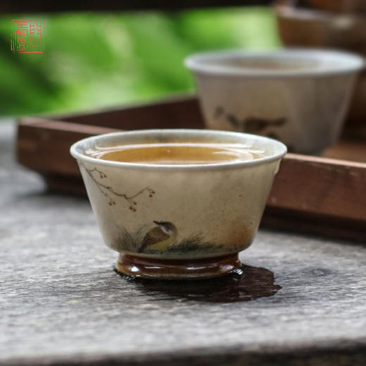 问庐柴烧手绘花鸟 茶杯  公杯 茶壶（缺货） 商品图3