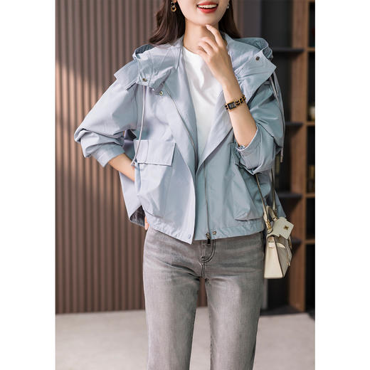 89450原形设计感休闲短外套女夹克2024秋季新款韩版连帽小个子工装上衣 商品图5