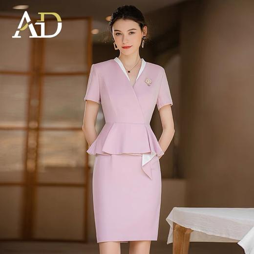AD高级感轻奢职业连衣裙夏工作服高端酒店前台工作装女显瘦西服裙 商品图5