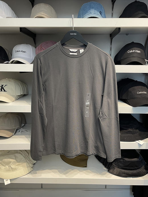 Calvin Klein/CK 男士春秋款吸汗速干微弹纯色圆领长袖休闲T恤 商品图2