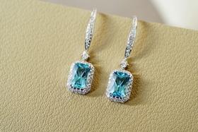 1.3ct 海蓝宝耳坠