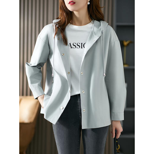 76290原形连帽短外套女2024秋季新款夹克韩版宽松显瘦外搭休闲风衣短款 商品图2