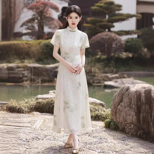 印花提花，改良素雅旗袍GR5124 商品图4