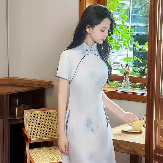夏季复古新中式年轻款改良奥黛旗袍GR1091 商品图3