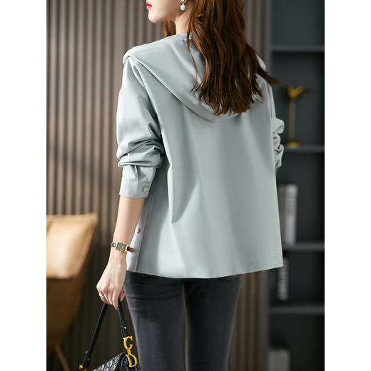 76290原形连帽短外套女2024秋季新款夹克韩版宽松显瘦外搭休闲风衣短款 商品图1