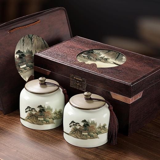 【礼盒装！三大茗茶】6陶瓷罐木盒茶叶礼盒装金骏眉红茶滇红正山小种中秋送礼，紧细匀整锋苗显秀色泽乌润。ry 商品图4