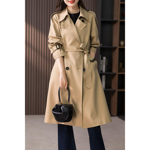 89443原形英伦风气质大衣女2024秋季新款系带收腰中长款风衣外套高级感 商品图2