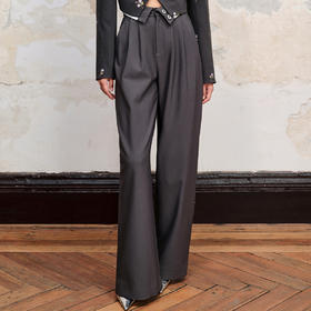 极简垂坠感阔腿裤通勤风西裤女格雷系穿搭MC88PA547A80