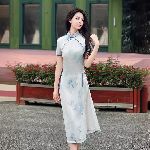 夏季复古新中式年轻款改良奥黛旗袍GR1091 商品图0