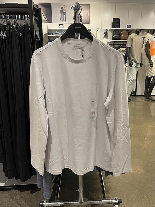 Calvin Klein/CK 男士春秋款吸汗速干微弹纯色圆领长袖休闲T恤 商品图0