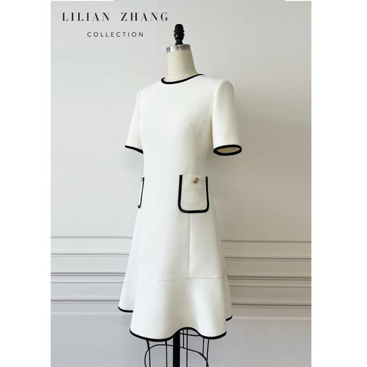 C系列——定制——“古典浪漫”——法式轻奢——嵌边式复古连衣裙  2401130 商品图2