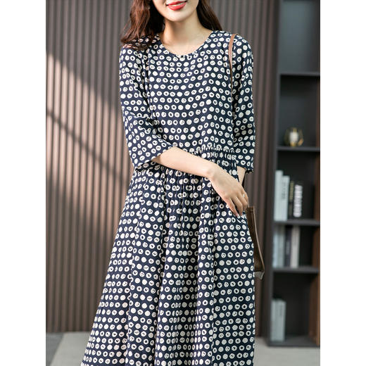 85692原形醋酸连衣裙女波点裙子夏季2024新款韩版收腰显瘦印花A字裙 商品图1