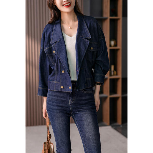 89394原形设计感牛仔短外套女2024秋季新款韩版宽松显瘦夹克百搭上衣 商品图2