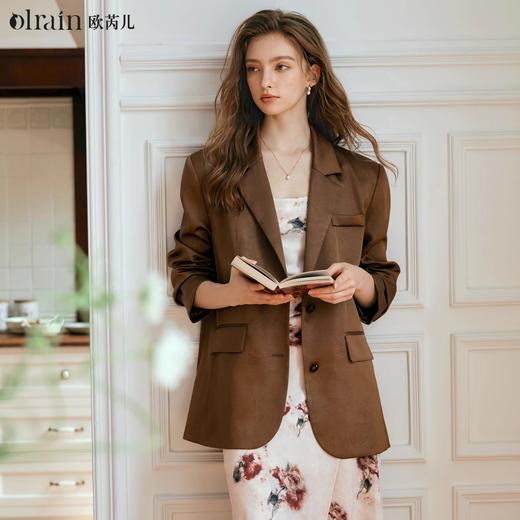 OLrain欧芮儿法式咖色西装外套女早秋通勤百搭小西服高级感上衣 商品图0