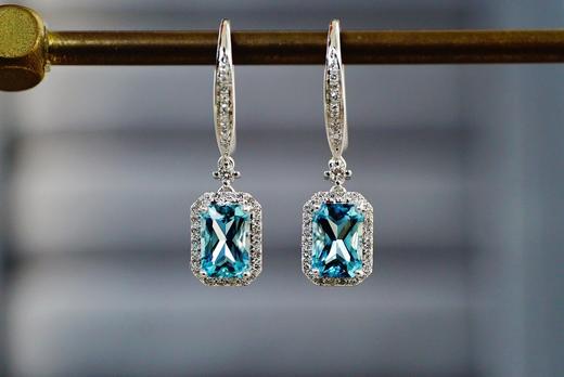 1.3ct 海蓝宝耳坠 商品图1