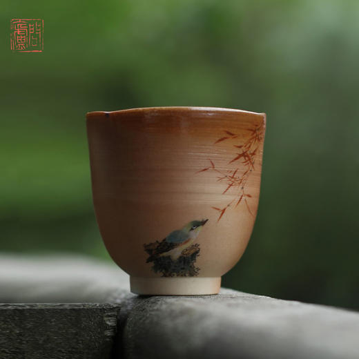 问庐柴烧手绘花鸟 茶杯  公杯 茶壶（缺货） 商品图0