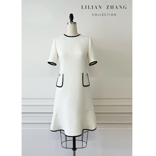 C系列——定制——“古典浪漫”——法式轻奢——嵌边式复古连衣裙  2401130 商品图0