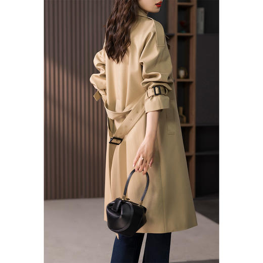 89443原形英伦风气质大衣女2024秋季新款系带收腰中长款风衣外套高级感 商品图4