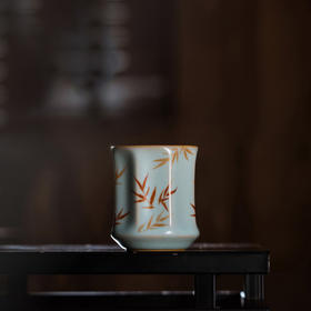 松涛彩绘汝窑天青棱线杯（水仙缥缈）（花鸟物语）（红竹萧萧）天青清尊杯（花鸟物语）（缺货）