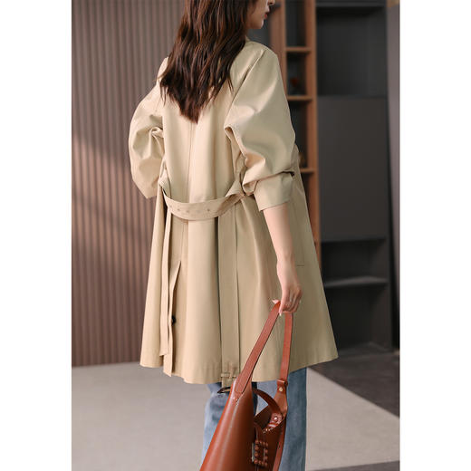 89378原形系带收腰风衣外套女2024秋季新款韩版中长款小个子显瘦上衣 商品图4