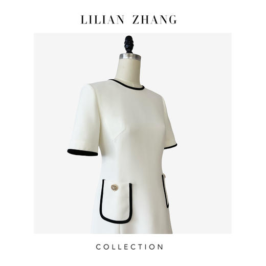 C系列——定制——“古典浪漫”——法式轻奢——嵌边式复古连衣裙  2401130 商品图3