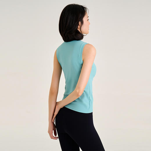[肌理] 一体胸垫圆领无袖背心上衣 背部全包裹 商品图2