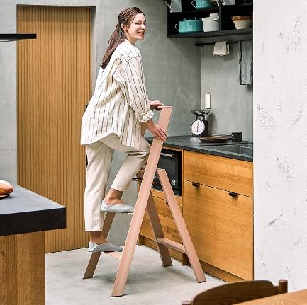 日本长谷川家用 双扶手四层梯子 黄色 商品图2