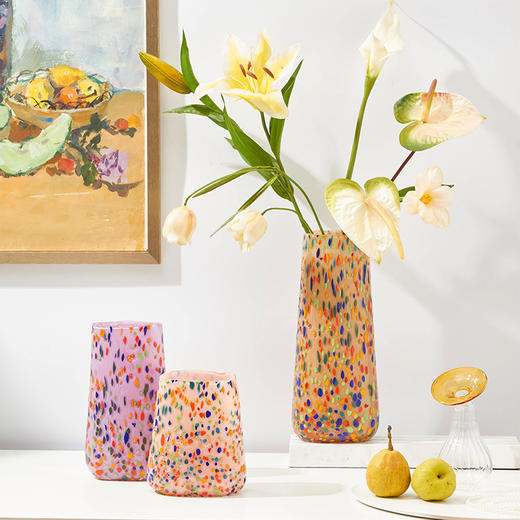 磁粉彩色碎花点玻璃花瓶摆件工艺品鲜花花器 商品图6