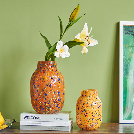 磁粉彩色碎花点玻璃花瓶摆件工艺品鲜花花器 商品图11